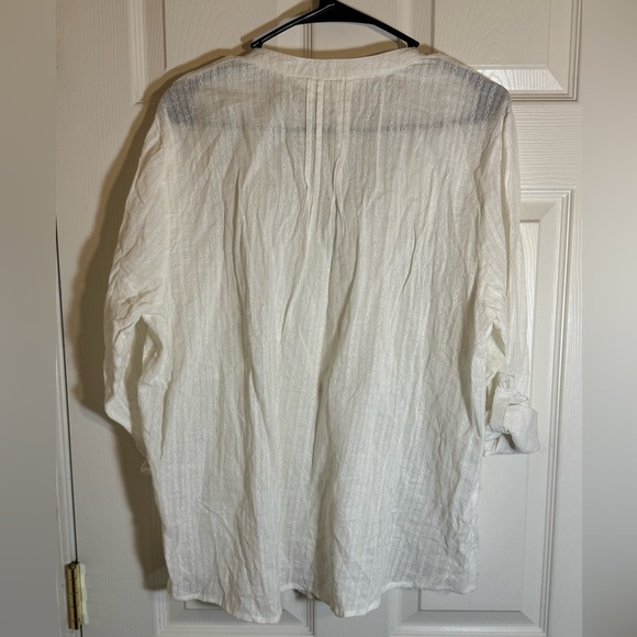 Tantrums lightweight white beachy boho peasant resortwear Lagenlook pop over top - Picture 2 of 10